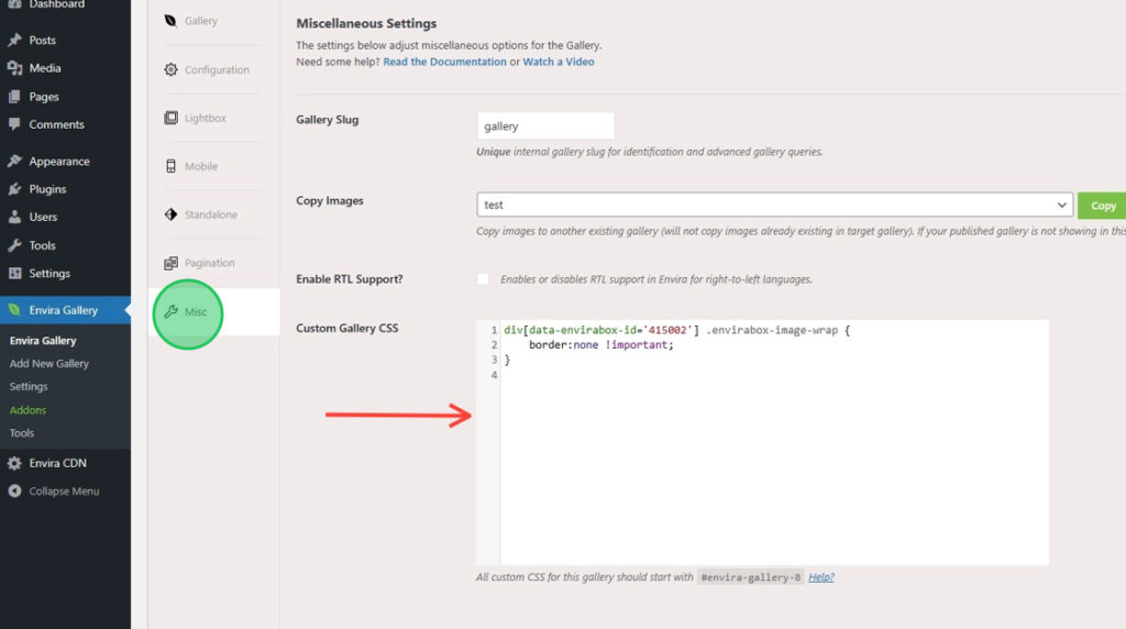 Add CSS Code to Remove the Lightbox Border