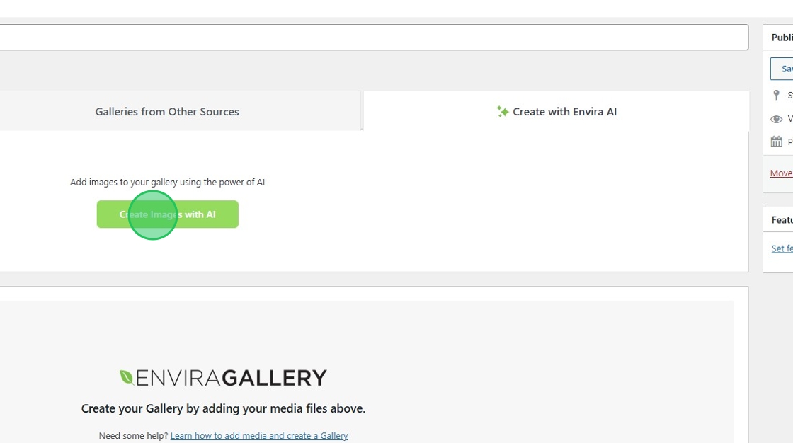 create images with Envira AI button