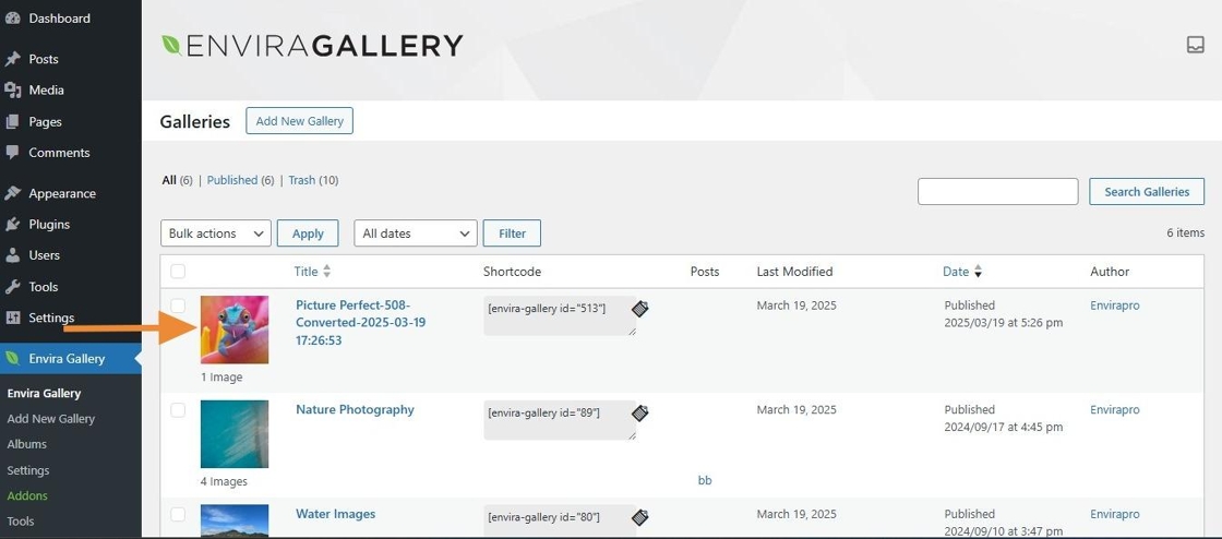 Converted WordPress Gallery to Envira Gallery