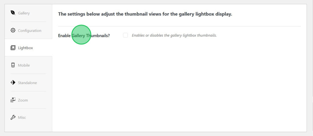Disable Gallery Thumbnail