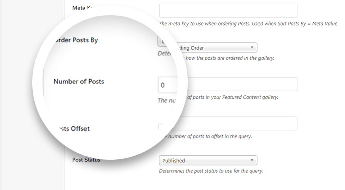 Setting the number of featured posts in the Images tab