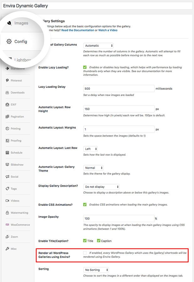 You can easily render all WordPress galleries into Envira galleries with the click of a single setting.