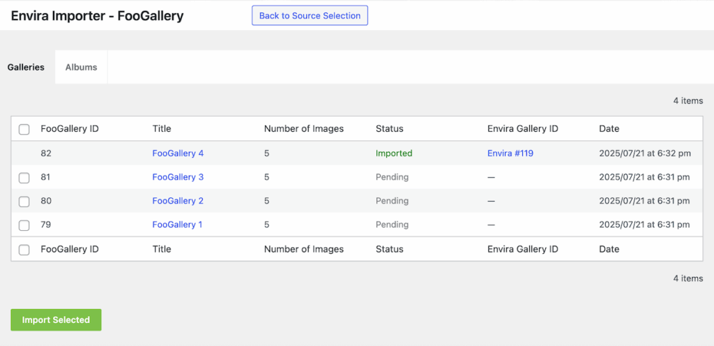 Import Foo galleries with Envira importer
