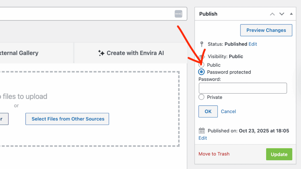 Enable Envira Gallery's password protection feature